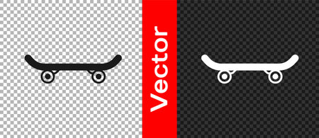 Black Skateboard icon isolated on transparent background. Extreme sport. Sport equipment. Vectorのイラスト素材