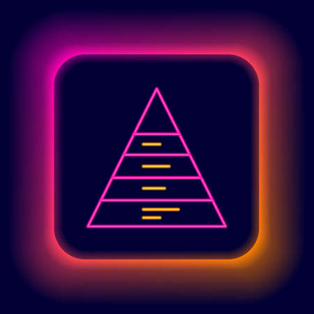 Glowing neon line Business pyramid chart infographics icon isolated on black background. Pyramidal stages graph elements. Colorful outline concept. Vectorのイラスト素材