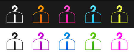 Set Hanger wardrobe icon isolated on black and white background. Cloakroom icon. Clothes service symbol. Laundry hanger sign. Vectorのイラスト素材