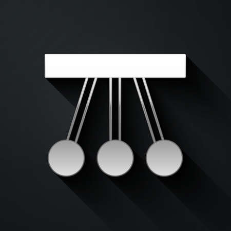 Silver Pendulum icon isolated on black background. Newtons cradle. Long shadow style. Vectorのイラスト素材