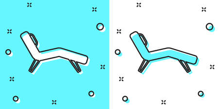 Black line Armchair icon isolated on green and white background. Random dynamic shapes. Vectorのイラスト素材