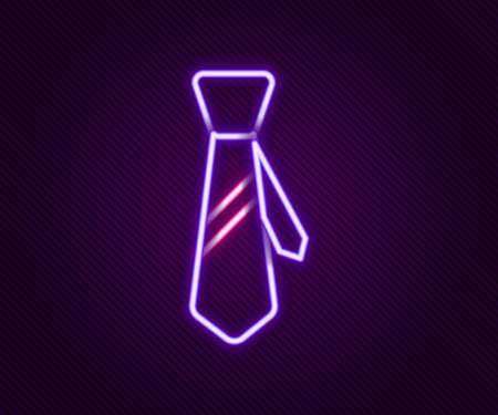 Glowing neon line Tie icon isolated on black background. Necktie and neckcloth symbol. Colorful outline concept. Vectorのイラスト素材