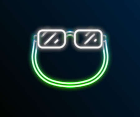 Glowing neon line Eyeglasses icon isolated on black background. Colorful outline concept. Vectorのイラスト素材