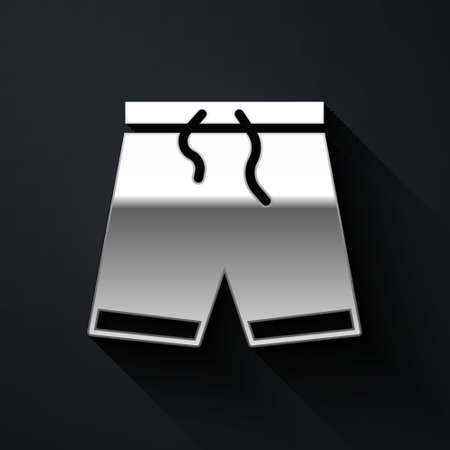 Silver Swimming trunks icon isolated on black background. Long shadow style. Vectorのイラスト素材