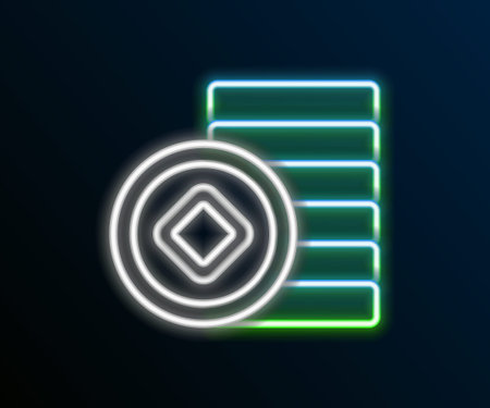 Glowing neon line Chinese Yuan currency symbol icon isolated on black background. Coin money. Banking currency sign. Cash symbol. Colorful outline concept. Vectorのイラスト素材