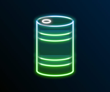 Glowing neon line Metal beer keg icon isolated on black background. Colorful outline concept. Vectorのイラスト素材
