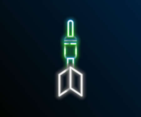 Glowing neon line Dart arrow icon isolated on black background. Colorful outline concept. Vectorのイラスト素材