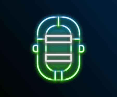 Glowing neon line Rafting boat icon isolated on black background. Inflatable boat. Water sports, extreme sports, holiday, vacation. Colorful outline concept. Vectorのイラスト素材