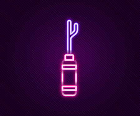 Glowing neon line Awl tool with wooden handle icon isolated on black background. Work equipment tailor industry. Colorful outline concept. Vectorのイラスト素材