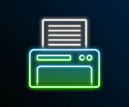 Glowing neon line Printer icon isolated on black background. Colorful outline concept. Vectorのイラスト素材