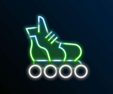 Glowing neon line Roller skate icon isolated on black background. Colorful outline concept. Vectorのイラスト素材