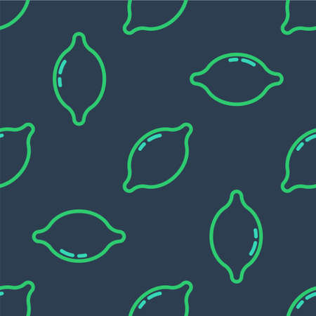 Line Lemon icon isolated seamless pattern on blue background. Vectorのイラスト素材