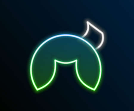Glowing neon line Chinese fortune cookie icon isolated on black background. Asian traditional. Colorful outline concept. Vectorのイラスト素材