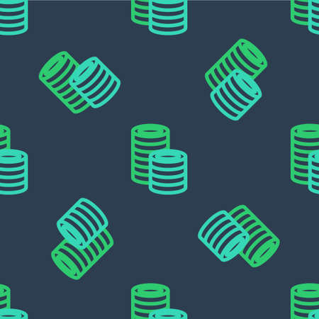 Line Casino chips icon isolated seamless pattern on blue background. Casino gambling. Vectorのイラスト素材