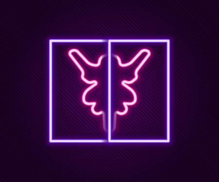 Glowing neon line Rorschach test icon isolated on black background. Psycho diagnostic inkblot test Rorschach. Colorful outline concept. Vectorのイラスト素材