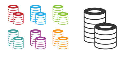 Black Casino chips icon isolated on white background. Casino gambling. Set icons colorful. Vectorのイラスト素材