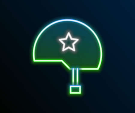 Glowing neon line Military helmet icon isolated on black background. Army hat symbol of defense and protect. Protective hat. Colorful outline concept. Vectorのイラスト素材