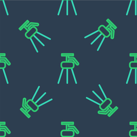 Line Tripod icon isolated seamless pattern on blue background. Vectorのイラスト素材
