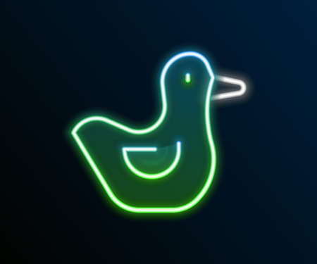 Glowing neon line Rubber duck icon isolated on black background. Colorful outline concept. Vectorのイラスト素材