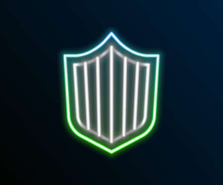 Glowing neon line Shield icon isolated on black background. Guard sign. Security, safety, protection, privacy concept. Colorful outline concept. Vectorのイラスト素材