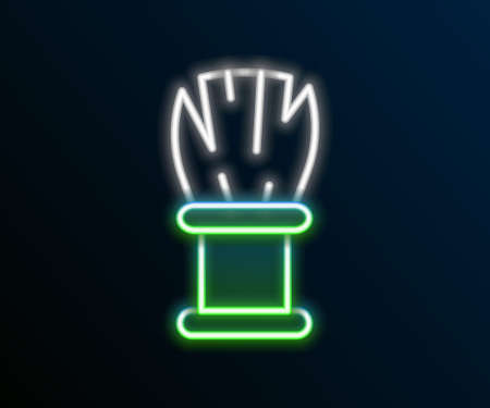 Glowing neon line Shaving brush icon isolated on black background. Barbershop symbol. Colorful outline concept. Vectorのイラスト素材