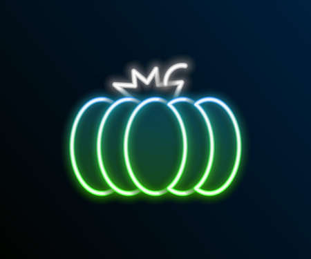 Glowing neon line Pumpkin icon isolated on black background. Happy Halloween party. Colorful outline concept. Vectorのイラスト素材