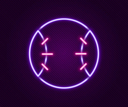 Glowing neon line Baseball ball icon isolated on black background. Colorful outline concept. Vectorのイラスト素材