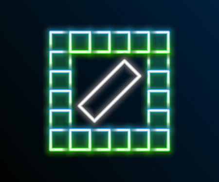 Glowing neon line Board game icon isolated on black background. Colorful outline concept. Vectorのイラスト素材