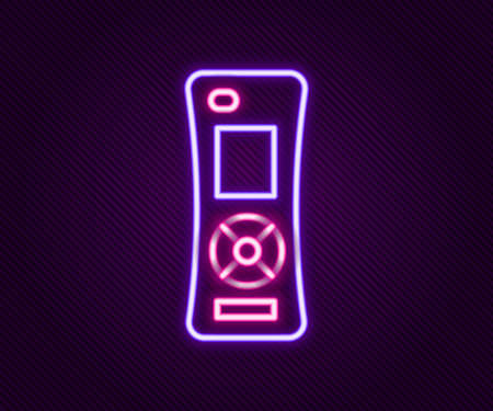 Glowing neon line Remote control icon isolated on black background. Colorful outline concept. Vectorのイラスト素材