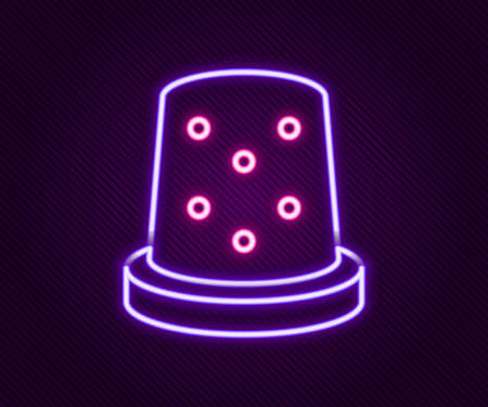 Glowing neon line Thimble for sewing icon isolated on black background. Colorful outline concept. Vectorのイラスト素材