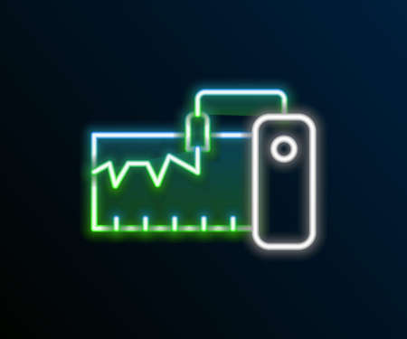 Glowing neon line Electrical measuring instrument icon isolated on black background. Analog devices. Measuring device laboratory research. Colorful outline concept. Vectorのイラスト素材