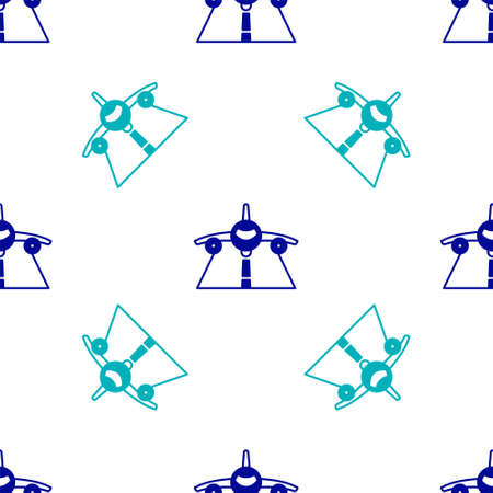 Blue Plane icon isolated seamless pattern on white background. Flying airplane icon. Airliner sign. Vectorのイラスト素材
