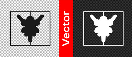 Black Rorschach test icon isolated on transparent background. Psycho diagnostic inkblot test Rorschach. Vectorのイラスト素材