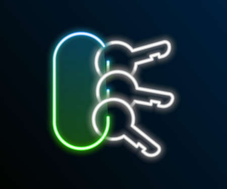 Glowing neon line Bunch of keys icon isolated on black background. Colorful outline concept. Vectorのイラスト素材