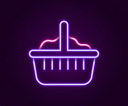 Glowing neon line Basket icon isolated on black background. Happy Easter. Colorful outline concept. Vectorのイラスト素材