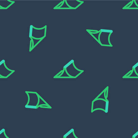 Line Skate park icon isolated seamless pattern on blue background. Set of ramp, roller, stairs for a skatepark. Extreme sport. Vectorのイラスト素材