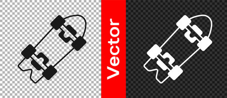Black Longboard or skateboard cruiser icon isolated on transparent background. Extreme sport. Sport equipment. Vectorのイラスト素材
