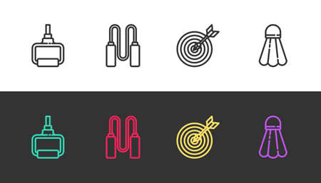 Set Line Tpx Loop Training Equipment Jump Rope Target With Arrow And Badminton Shuttlecock On Black And White Vectorのイラスト 素材 ストックフォト 写真素材のstock Foto ストックドットフォト