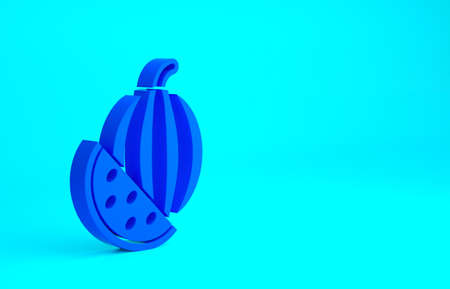 Blue Watermelon icon isolated on blue background. Minimalism concept. 3d illustration 3D renderの写真素材