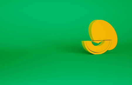 Orange Melon fruit icon isolated on green background. Minimalism concept. 3d illustration 3D render
