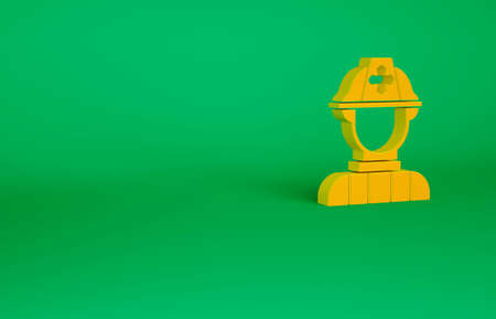 Orange Firefighter icon isolated on green background. Minimalism concept. 3d illustration 3D renderの写真素材