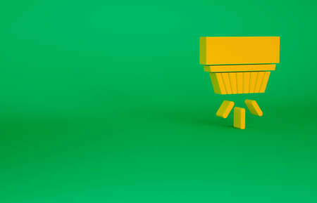 Orange Smoke alarm system icon isolated on green background. Smoke detector. Minimalism concept. 3d illustration 3D renderの写真素材