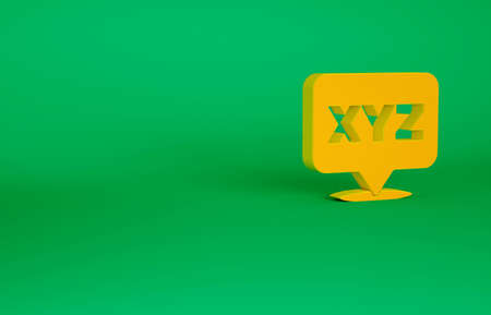 Orange XYZ Coordinate system icon isolated on green background. XYZ axis for graph statistics display. Minimalism concept. 3d illustration 3D renderの写真素材