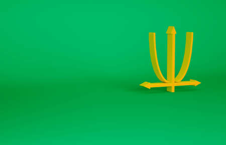 Orange Graph, schedule, chart, diagram, infographic icon isolated on green background. Minimalism concept. 3d illustration 3D renderの写真素材