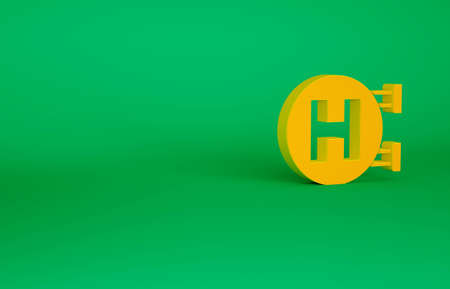 Orange Hospital signboard icon isolated on green background. Minimalism concept. 3d illustration 3D renderの写真素材