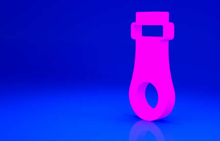 Pink Zipper icon isolated on blue background. Minimalism concept. 3d illustration 3D renderの写真素材