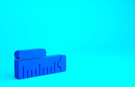 Blue Tape measure icon isolated on blue background. Measuring tape. Minimalism concept. 3d...