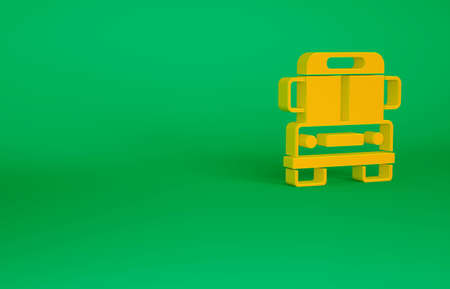 Orange School Bus icon isolated on green background. Public transportation symbol. Minimalism concept. 3d illustration 3D renderの写真素材