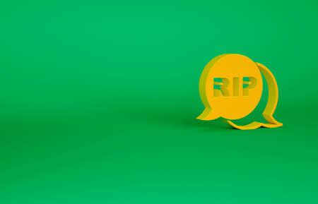 Orange Speech bubble rip death icon isolated on green background. Minimalism concept. 3d illustration 3D renderの写真素材