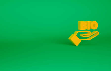 Orange Bio green healthy food icon isolated on green background. Organic product. Healthy food sticker. Minimalism concept. 3d illustration 3D renderの写真素材